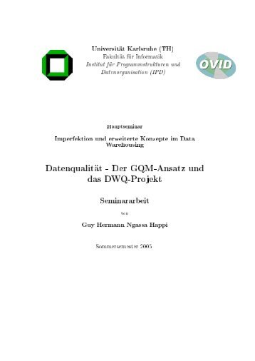 Datenqualität - Der GQM-Ansatz und das DWQ-Projekt