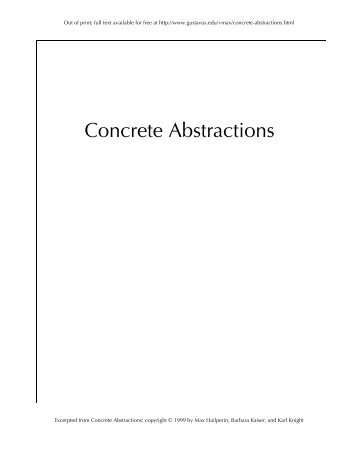 Pre-Preface Material Concrete Abstractions: An Introduction to ...