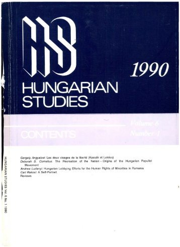 HUNGARIAN STUDIES 6. No. 1. Nemzetközi Magyar ... - EPA