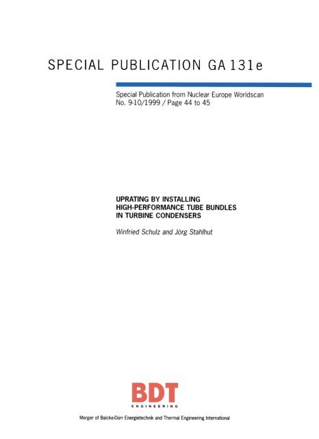 Special Publication from Nuclear Europe Worldscan ... - Balcke-Dürr