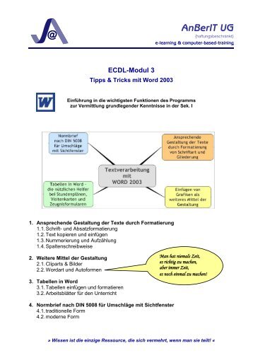 Tipps & Tricks mit Word 2003 - ANBERIT