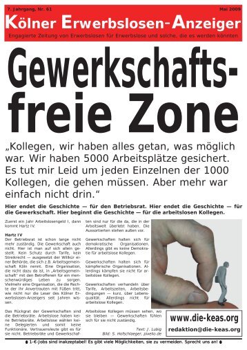 Gewerkschaftsfreie Zone - Kölner Erwerbslose in Aktion