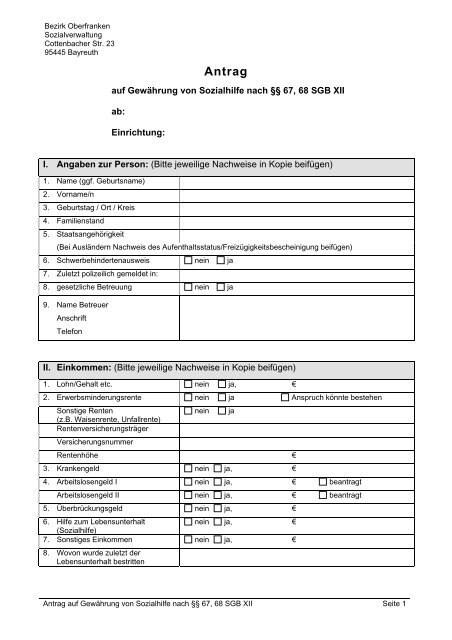 Antrag - Bezirk Oberfranken