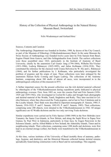 History of the Collection of Physical Anthropology in the Natural ...