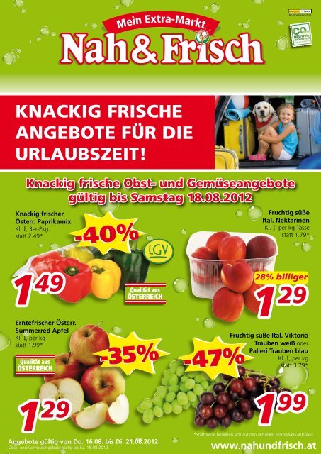 KNACKIG FRISCHE ANGEBOTE FÜR DIE URLAUBSZEIT!