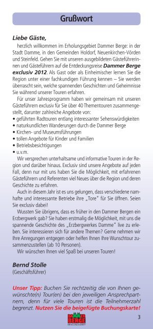DAMMER BERGE EXCLUSIV Gästeführer- Touren