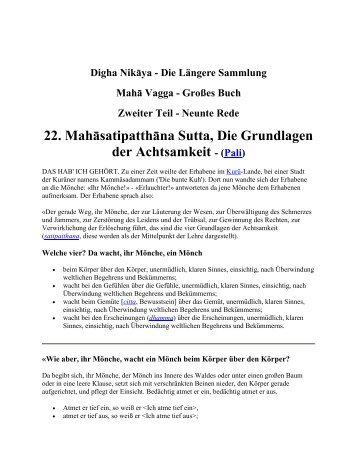 Die Grundlagen der Achtsamkeit, Mahāsatipatthāna Sutta [PDF]