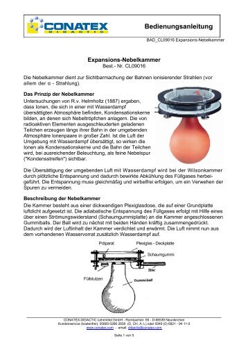 Nebelkammer, Expansions- - Conatex-Didactic Lehrmittel GmbH
