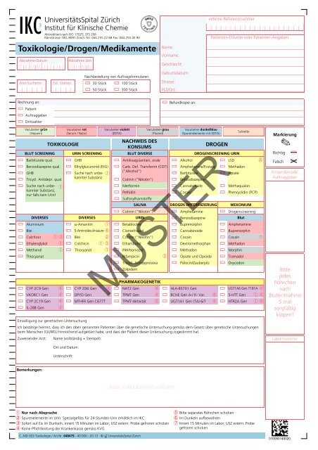 Toxikologie/Drogen/Medikamente - Institut für Klinische Chemie ...