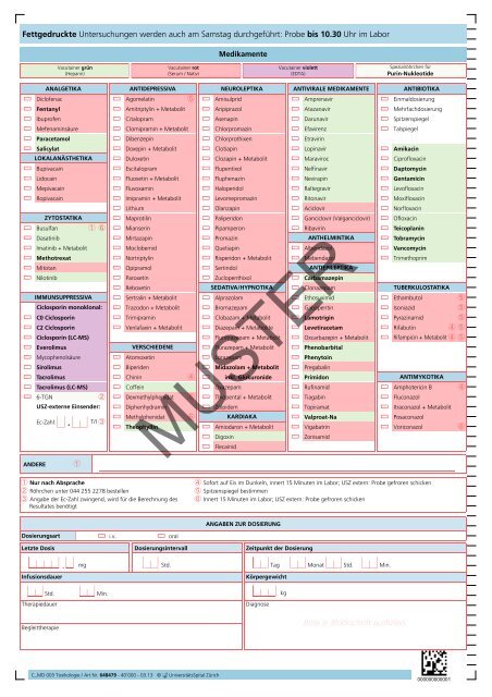 Toxikologie/Drogen/Medikamente - Institut für Klinische Chemie ...