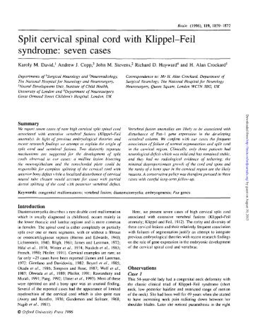 Split cervical spinal cord with Klippel-Feil syndrome: seven ... - Brain