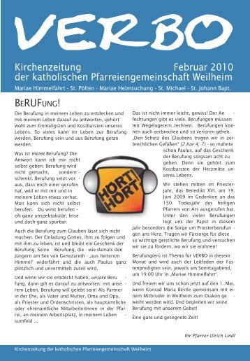 BERUFUNG! - Pfarreiengemeinschaft Weilheim