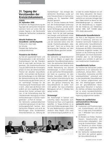 Ärzteblatt Sachsen 10/2008 - Sächsische Landesärztekammer