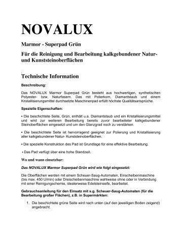 NOVALUX Marmor - Superpad Grün und Kunststeinoberflächen ...