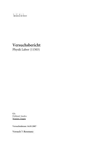 Versuch 7: Resonanz [pdf - 219 KB]