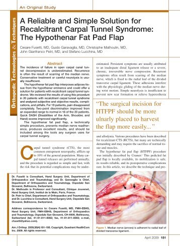 The Hypothenar Fat Pad Flap - Cardiology News