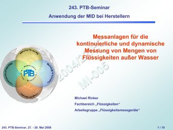 Messanlagen für die kontinuierliche und dynamische ... - PTB