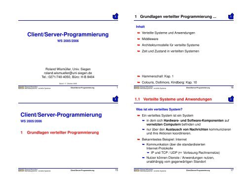 Client/Server-Programmierung Client/Server-Programmierung
