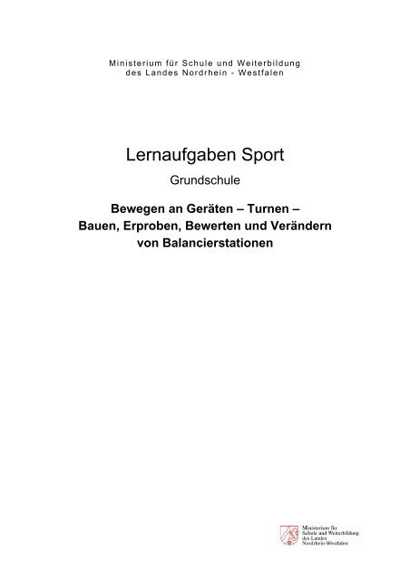 Lernaufgaben Sport - Standardsicherung NRW