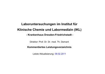 Laboruntersuchungen im Institut für Klinische Chemie und ...