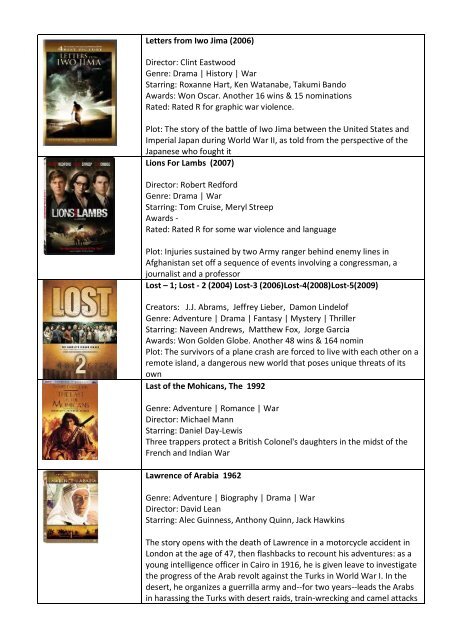 American Resource Center Movie Catalogue 2012 1.2.3.4.5……. 3 ...