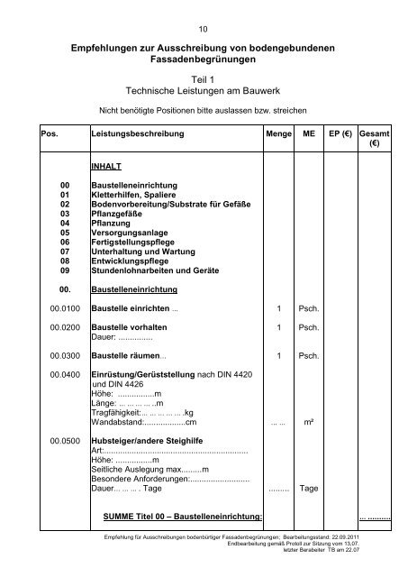 Hinweise zur Ausschreibung von Lieferung, Montage, Wartung und ...