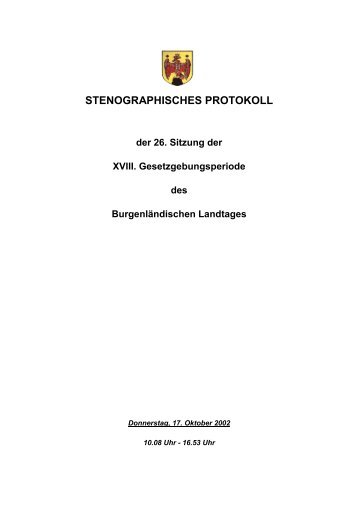 Protokoll 26. Sitzung - Burgenland.at