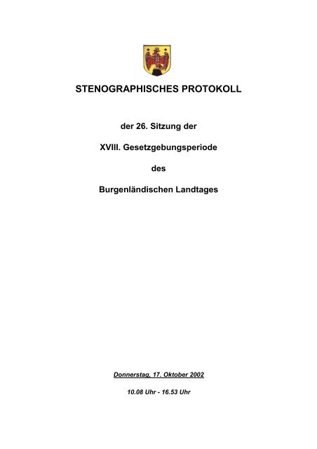 Protokoll 26. Sitzung - Burgenland.at