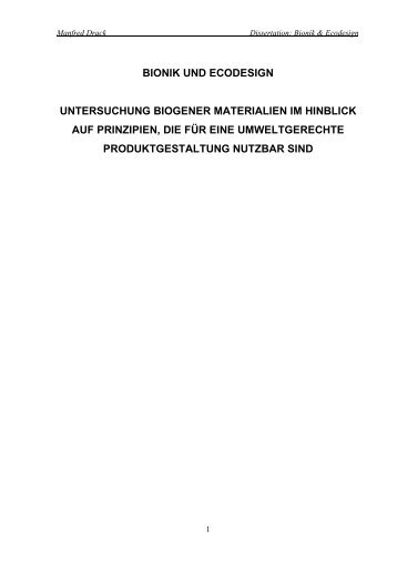 bionik und ecodesign untersuchung biogener materialien ... - Biokon