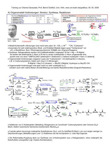 A) Organometall-Verbindungen: Struktur, Synthese, Reaktionen