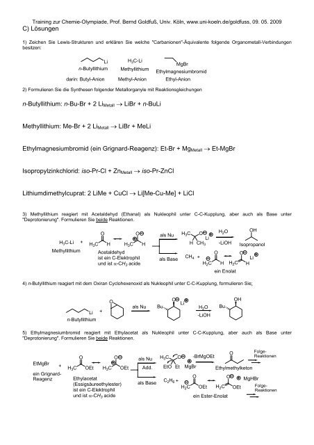 A) Organometall-Verbindungen: Struktur, Synthese, Reaktionen