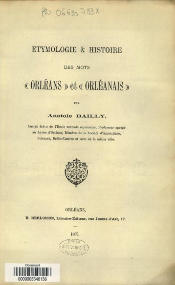 ￃﾉtymologie et histoire des mots - Bibliothèque numérique de l'école ...