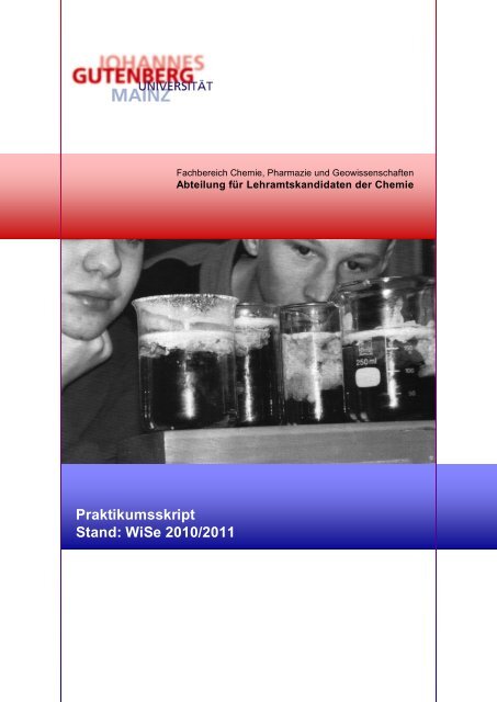 Praktikumsskript Stand: WiSe 2010/2011 - Fachbereich Chemie ...