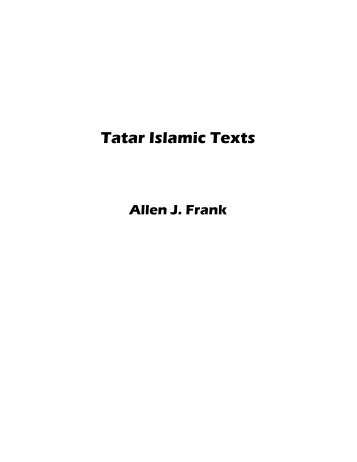 Tatar Islamic Texts - Dunwoody Press