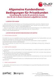 Allgemeine Kundendienst- Bedingungen für Privatkunden - DJO