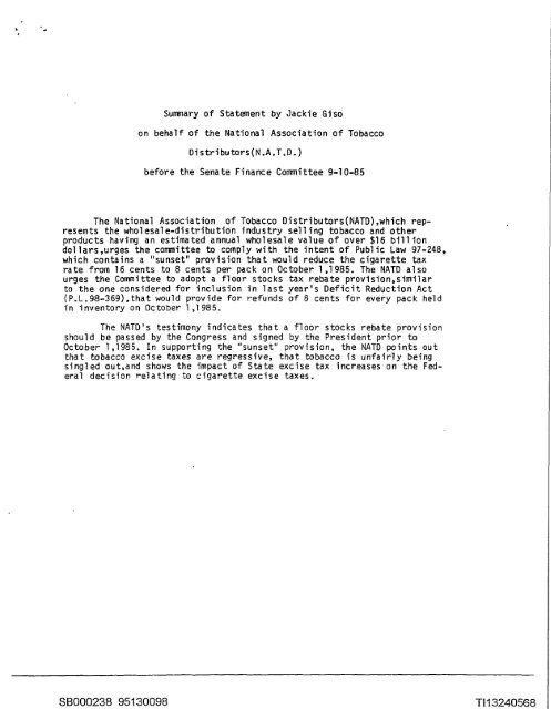 SB000238 95130098 T i l 3240568 - Legacy Tobacco Documents ...