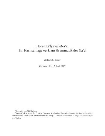 Horen Lė'fyayä LeNa'vi: Ein Nachschlagewerk zur ... - Learn Na'vi