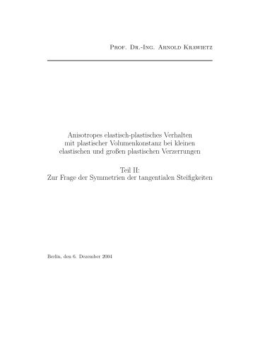 Anisotropes elastisch-plastisches Verhalten mit plastischer ...