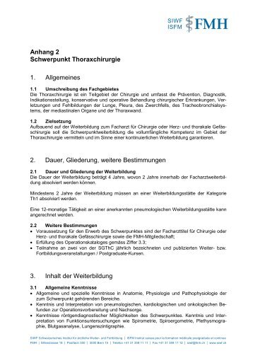 Anhang 2 / Schwerpunkt Thoraxchirurgie - FMH