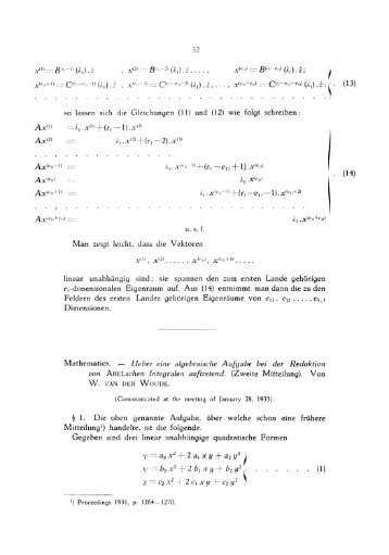 Ueber eine algebraische Aufgabe bei der Reduktion von ... - DWC