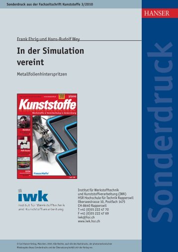 1003 In der Simulation vereint - IWK - HSR Hochschule für Technik ...