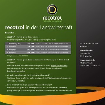 recotrol in der Landwirtschaft