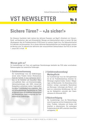 VST NEWSLETTER - Verband Schweizerische Türenbranche