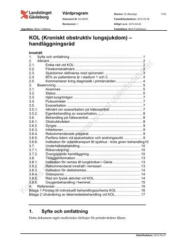 KOL (Kroniskt obstruktiv lungsjukdom) – handläggningsråd