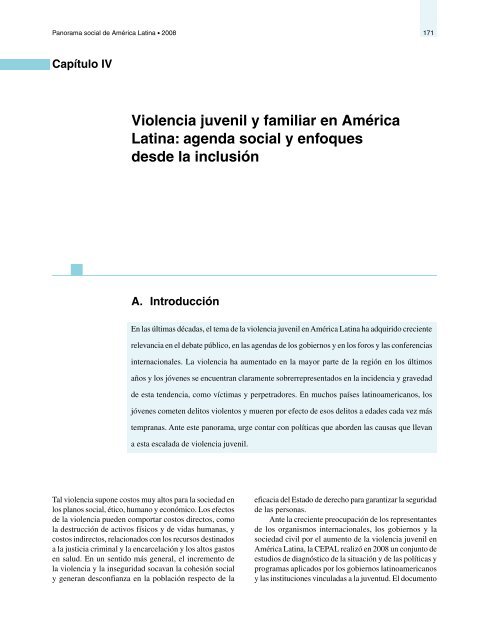 Violencia juvenil y familiar en América Latina: agenda social ... - Cepal