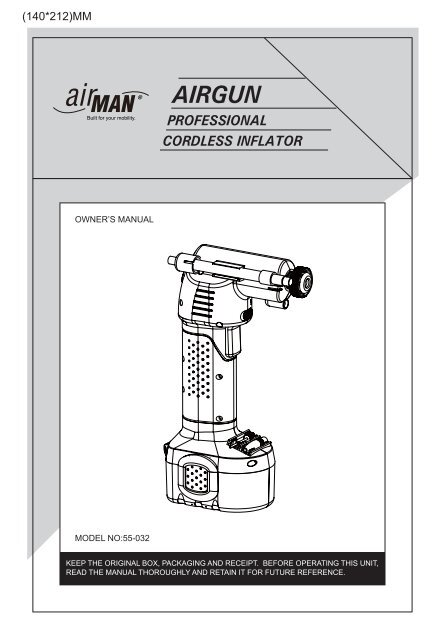 Airman Airgun Gonfleur sans fil pour pneumatiques batterie Li-Ion