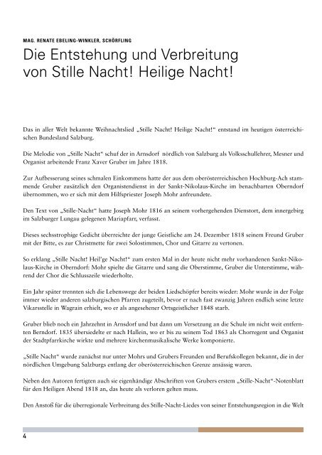 Stille-Nacht-Wegbegleiter in Salzburger Gemeinden