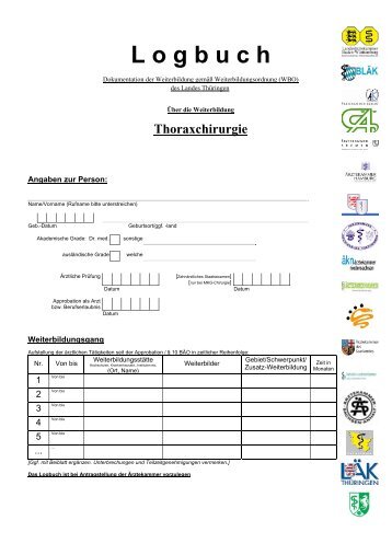 Logbuch für FA Thoraxchirurgie - Initiative Neue Ärzte