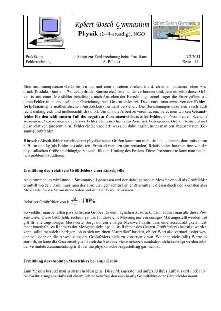 Fehlerrechnung - Gymnasium Gerlingen