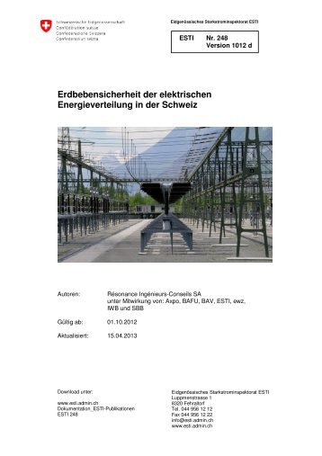 Erdbebensicherheit der elektrischen ... - ESTI - admin.ch